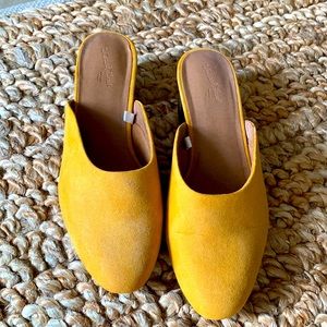 Orange yellow mule h block heels